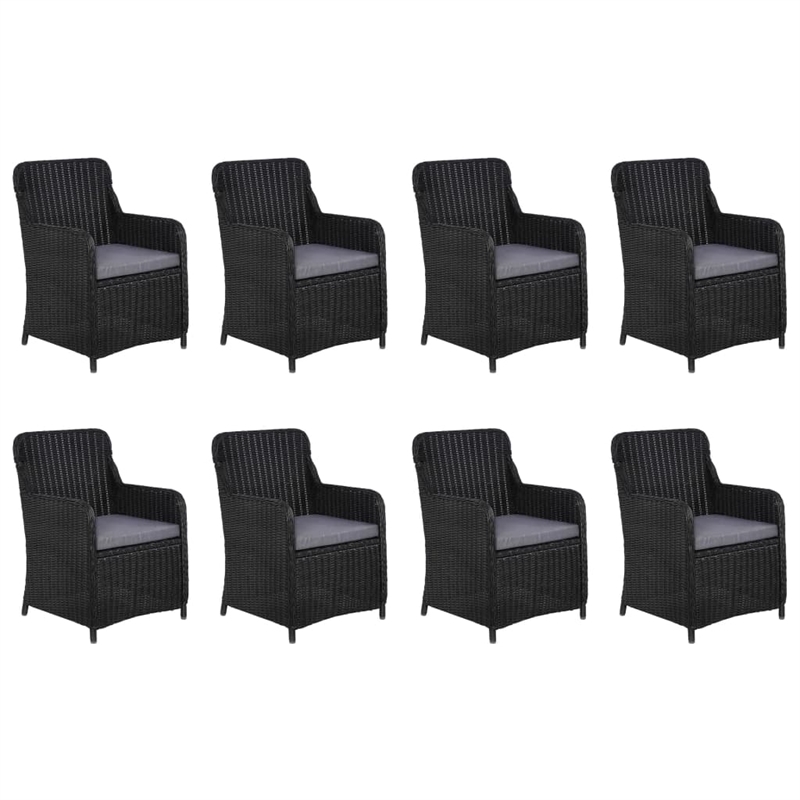 Afuera Living Dining Set in Black PE Rattan/Glass/Powder-Coated Steel Large