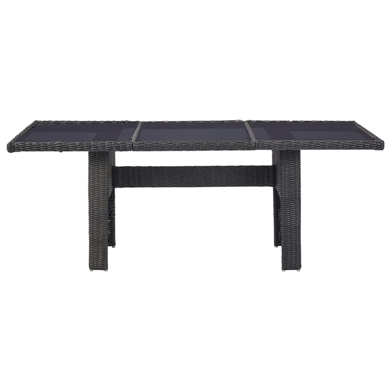 Afuera Living Dining Set in Black PE Rattan/Glass/Powder-Coated Steel Large