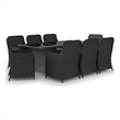 Afuera Living Dining Set in Black PE Rattan/Glass/Powder-Coated Steel Large