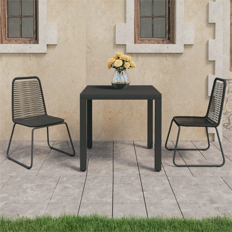 Afuera Living PVC Rattan/Steel/Aluminum Lightweight Dining Set in Black