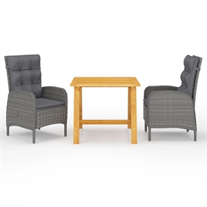 Afuera Living Solid Acacia Wood Dining Set Square Modern Dining Set in Gray