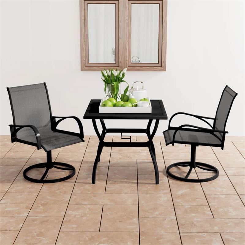 Afuera Living Dining Set Charcoal/Gray Powder-Coated Steel/Textilene