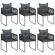Afuera Living Aluminum/PVC Rattan/Steel Large Dining Set in Black/Brown