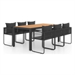 Afuera Living Aluminum/PVC Rattan/Steel Large Dining Set in Black/Brown