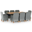 Afuera Living Contemporary Synthetic Poly Rattan Patio Dining Set in Light Gray
