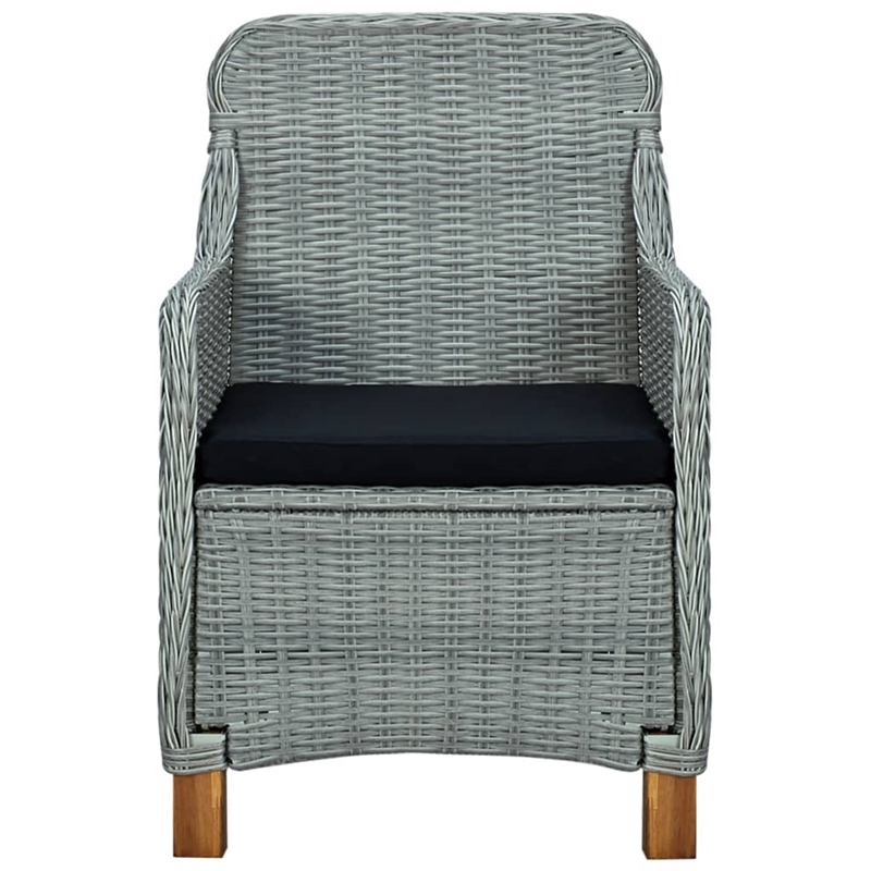Afuera Living Contemporary Synthetic Poly Rattan Patio Dining Set in Light Gray