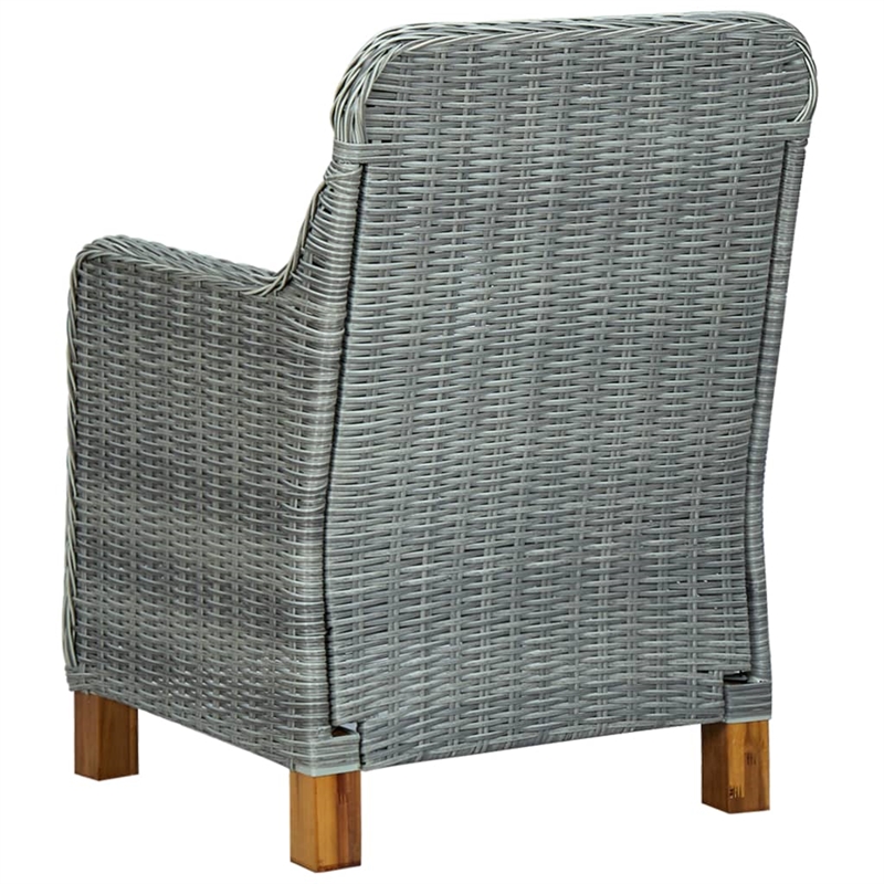 Afuera Living Contemporary Synthetic Poly Rattan Patio Dining Set in Light Gray