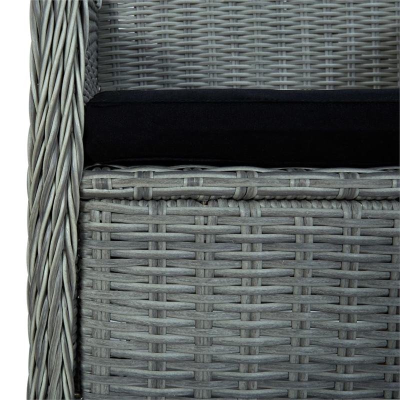 Afuera Living Contemporary Synthetic Poly Rattan Patio Dining Set in Light Gray