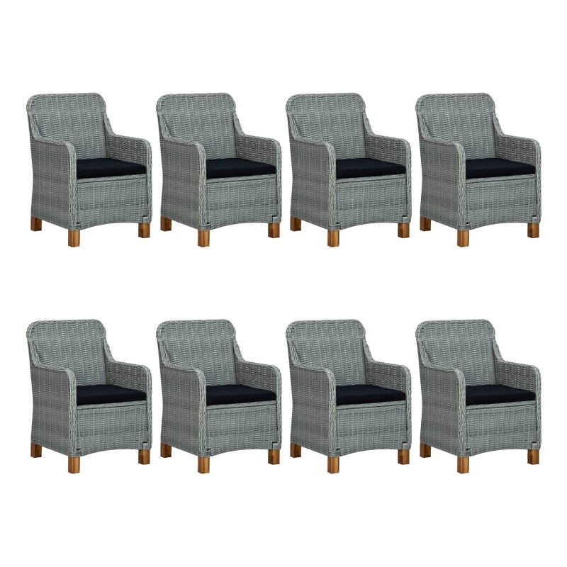 Afuera Living Contemporary Synthetic Poly Rattan Patio Dining Set in Light Gray