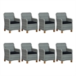 Afuera Living Contemporary Synthetic Poly Rattan Patio Dining Set in Light Gray