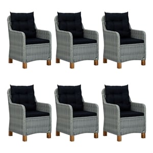 Afuera Living Contemporary Solid Wood Dining Set in Light Gray/Black