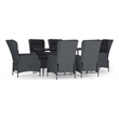 Afuera Living Contemporary Synthetic Poly Rattan Garden Dining Set in Dark Gray