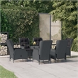 Afuera Living Contemporary Synthetic Poly Rattan Garden Dining Set in Dark Gray