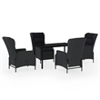 Afuera Living Contemporary Synthetic Poly Rattan Garden Dining Set in Dark Gray