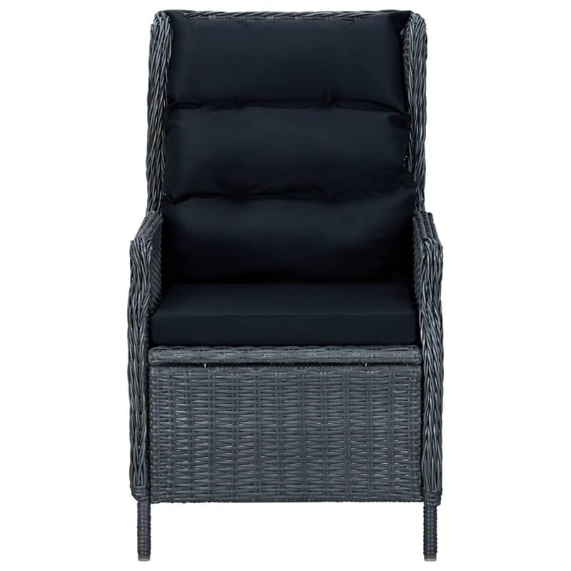 Afuera Living Contemporary Synthetic Poly Rattan Garden Dining Set in Dark Gray