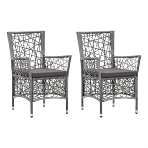 Afuera Living Contemporary Solid Acacia Wood Dining Set in Gray/Dark Gray