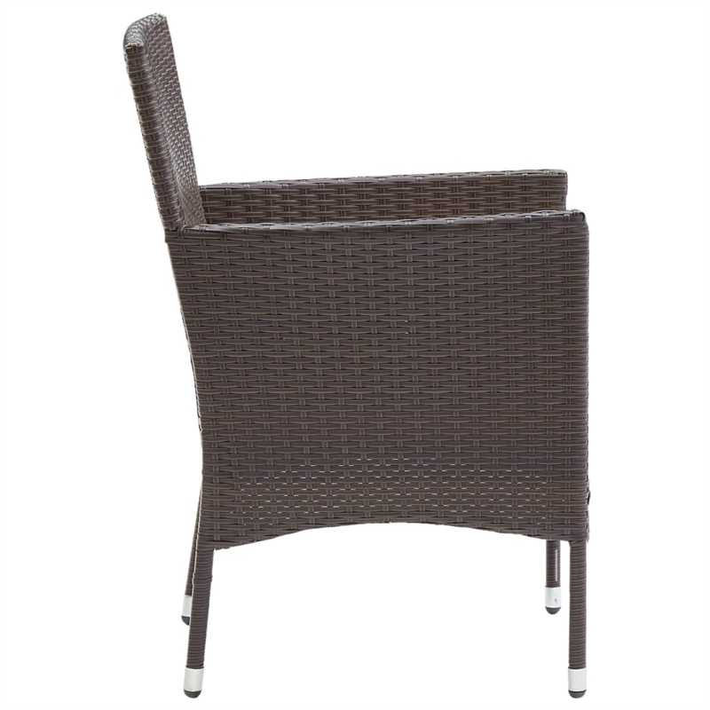 Afuera Living Contemporary Poly Rattan Dining Set in Brown/Cream White