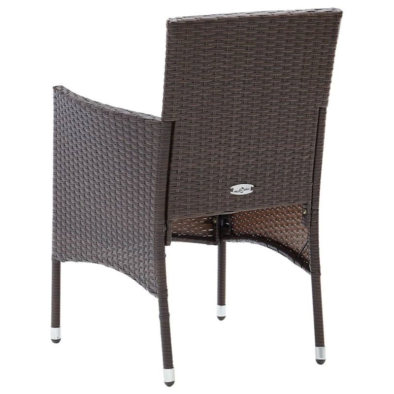 Afuera Living Contemporary Poly Rattan Dining Set in Brown/Cream White