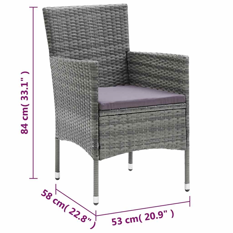 Afuera Living Contemporary PE Rattan & Glass Medium Dining Set in Gray