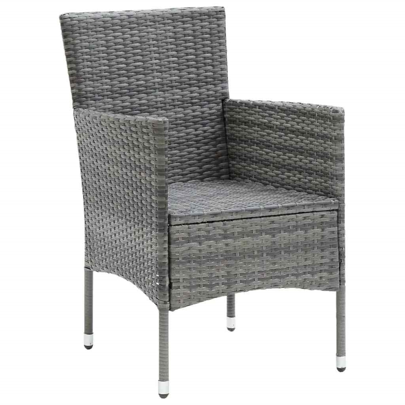 Afuera Living Contemporary PE Rattan & Glass Medium Dining Set in Gray