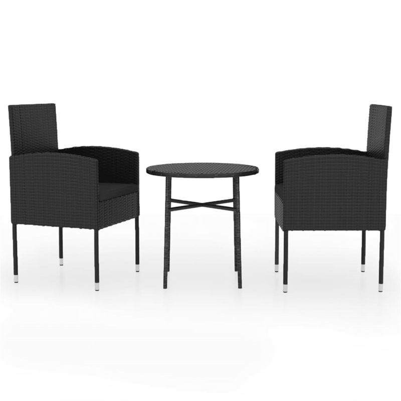Afuera Living Contemporary Medium PE Rattan Garden Dining Set in Black