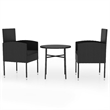 Afuera Living Contemporary Medium PE Rattan Garden Dining Set in Black