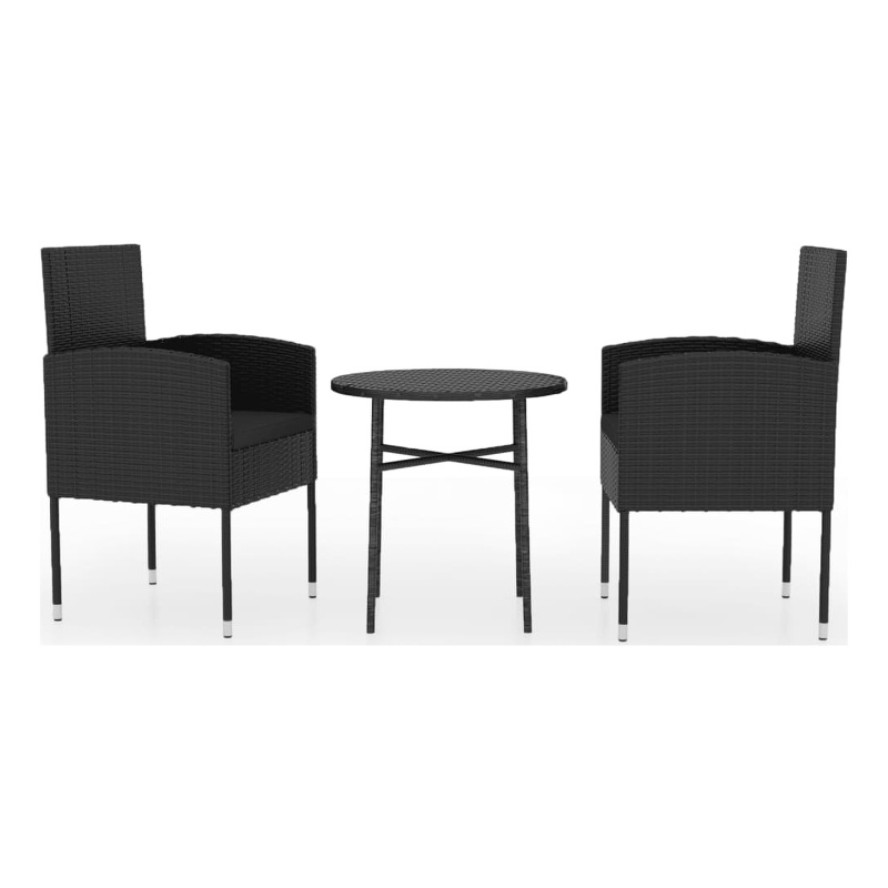Afuera Living Contemporary Medium PE Rattan Garden Dining Set in Black