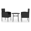 Afuera Living Contemporary Medium PE Rattan Garden Dining Set in Black