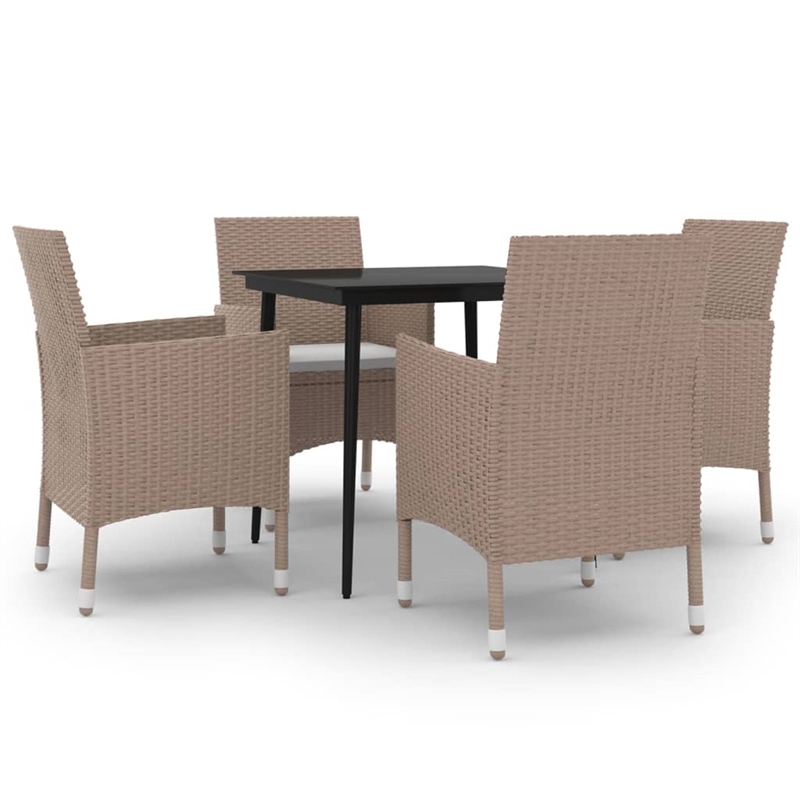 Afuera Living Contemporary PE Rattan Medium Garden Dining Set in Beige