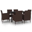 Afuera Living Contemporary Garden Dining Set in Brown PE Rattan