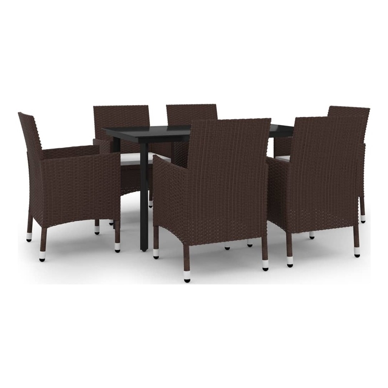 Afuera Living Contemporary Garden Dining Set in Brown PE Rattan