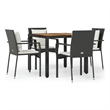 Afuera Living Contemporary Medium PE Rattan Garden Dining Set in Black