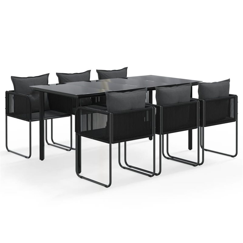 Afuera Living Contemporary Medium PE Rattan Garden Dining Set in Black