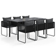 Afuera Living Contemporary Medium PE Rattan Garden Dining Set in Black