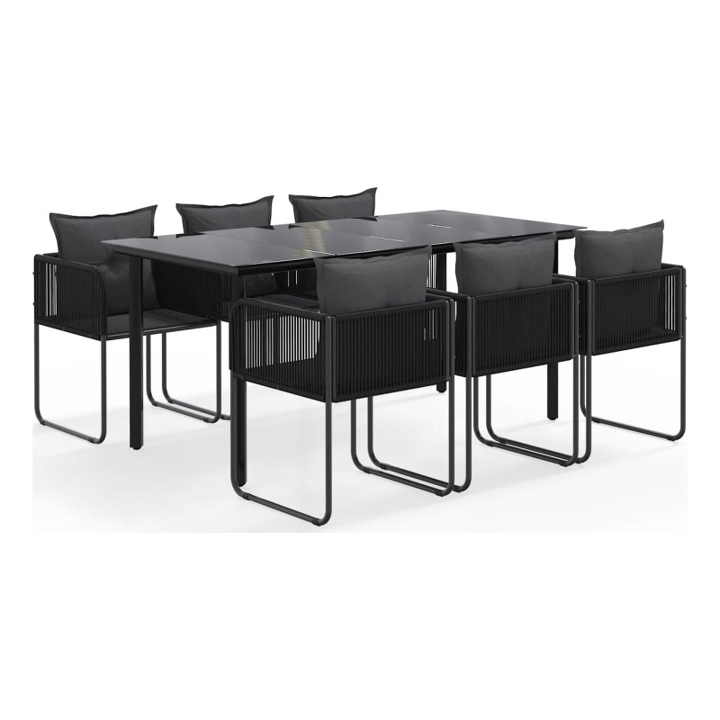 Afuera Living Contemporary Medium PE Rattan Garden Dining Set in Black