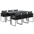 Afuera Living Contemporary Medium PE Rattan Garden Dining Set in Black