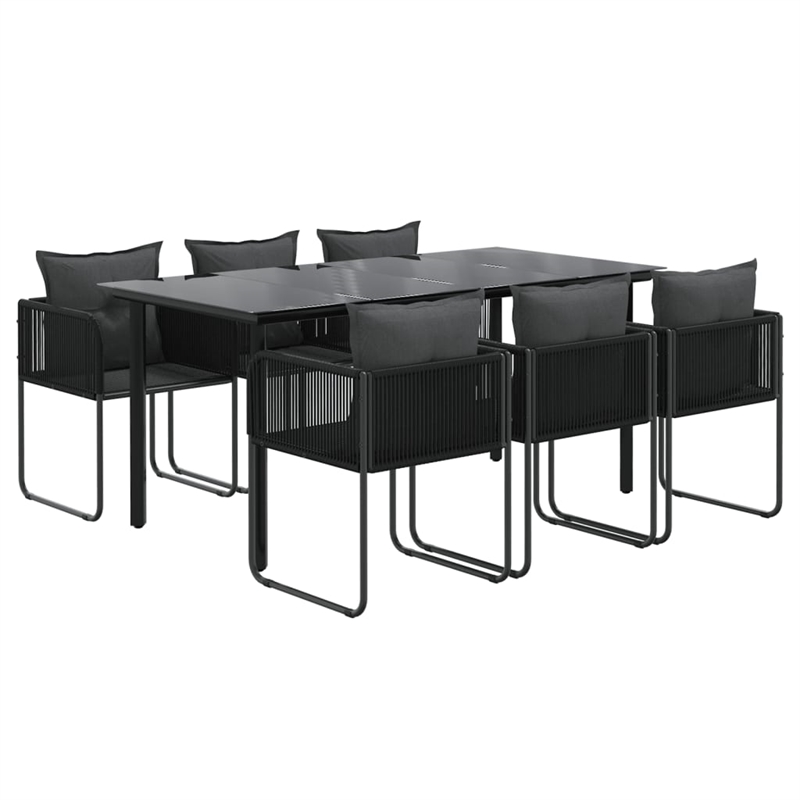 Afuera Living Contemporary Medium PE Rattan Garden Dining Set in Black