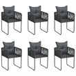 Afuera Living Contemporary Medium PE Rattan Garden Dining Set in Black