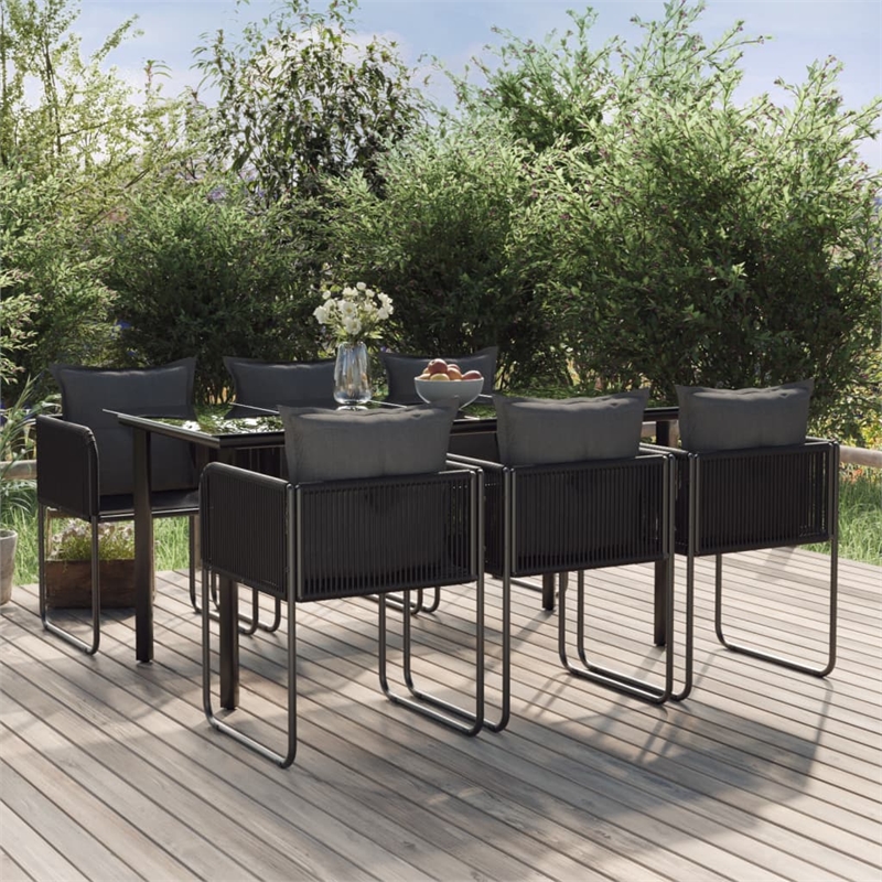Afuera Living Contemporary Medium PE Rattan Garden Dining Set in Black