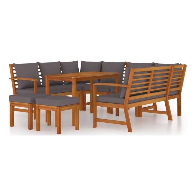 Afuera Living Contemporary Solid Wood Acacia Patio Dining Set in Brown