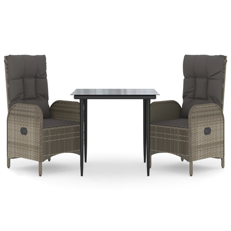 Afuera Living Contemporary Poly Rattan Garden Dining Set in Black/Gray