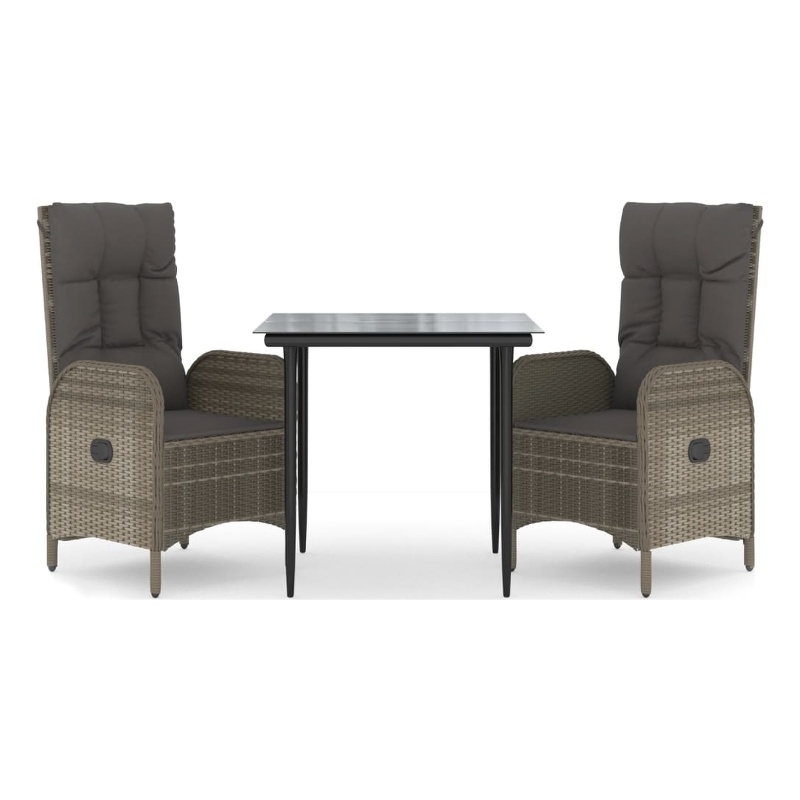 Afuera Living Contemporary Poly Rattan Garden Dining Set in Black/Gray