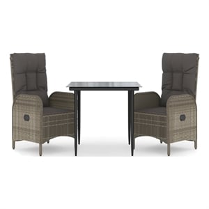 Afuera Living Contemporary Poly Rattan Garden Dining Set in Black/Gray