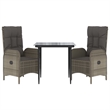 Afuera Living Contemporary Poly Rattan Garden Dining Set in Black/Gray