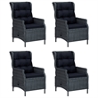 Afuera Living Contemporary PE Rattan Garden Dining Set in Dark Gray