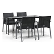 Afuera Living Contemporary Medium PE Rattan Garden Dining Set in Black