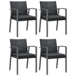 Afuera Living Contemporary Medium PE Rattan Garden Dining Set in Black