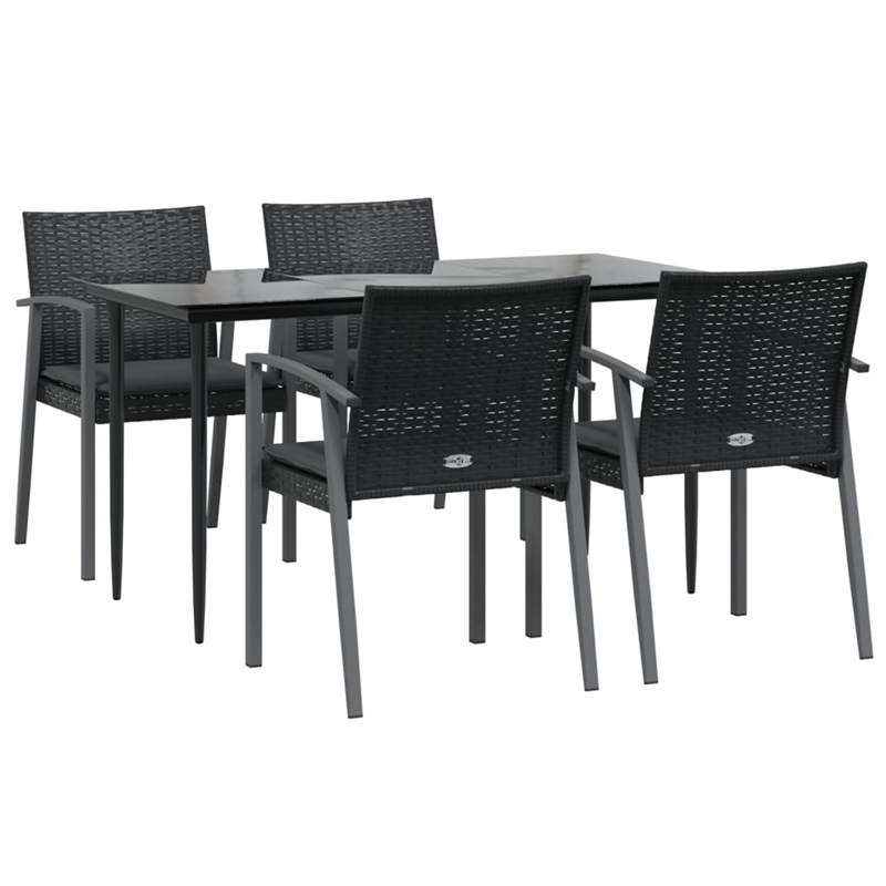 Afuera Living Contemporary Medium PE Rattan Garden Dining Set in Black