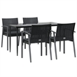 Afuera Living Contemporary Medium PE Rattan Garden Dining Set in Black