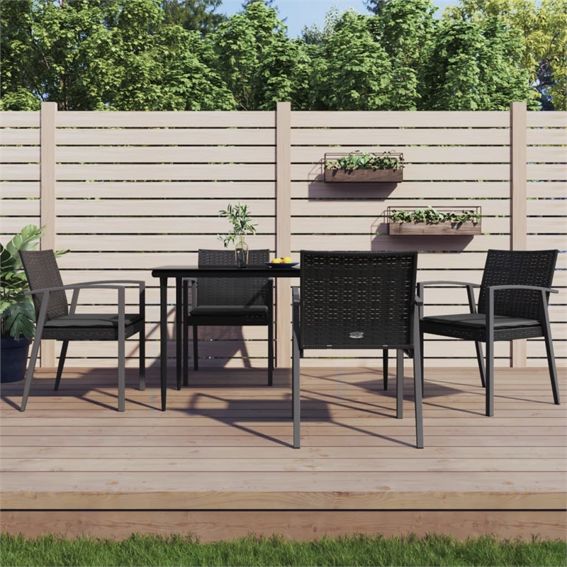 Afuera Living Contemporary Medium PE Rattan Garden Dining Set in Black